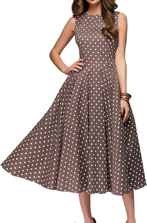 Boat-Neck Sleeveless A-Line Midi Dress, photo 1 of 8