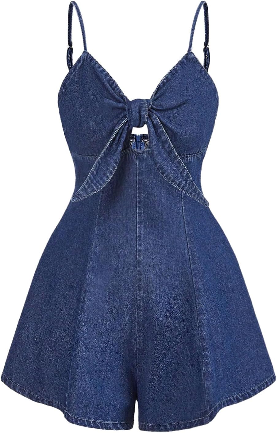 OYOANGLE Women's Vintage Bowknot Spaghetti Strap Denim Romper Jean Dress | Sleeveless Wide Leg, Short Jumpsuits, Country Concert Outfits, Cowgirl Outfits, Summer, Western, Cute