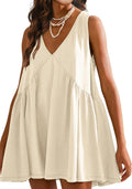 Tomosc Sleeveless Mini Dress for Women 2026 Summer Casual V Neck Sundress Loose Babydoll Dress with Pockets